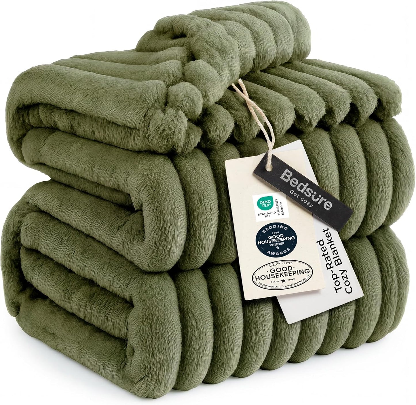 Bedsure GentleSoft Blankets Queen Size for Bed - Cozy Soft Sofa Couch Cover Blankets for Women, Cute Large Bedding Fleece Throws for Girls, Off White, 90x90 Inches