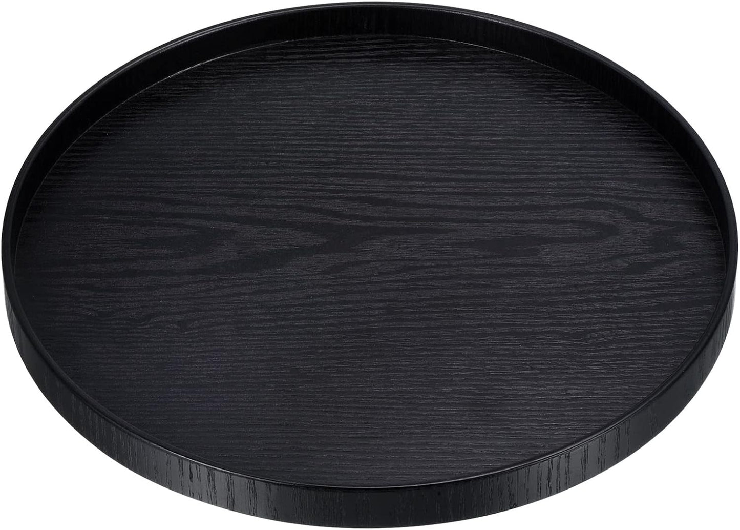 Wood Serving Tray 8 Inch, Round Decorative Platter for Home Decor Kitchen Table Candle Holder, Black