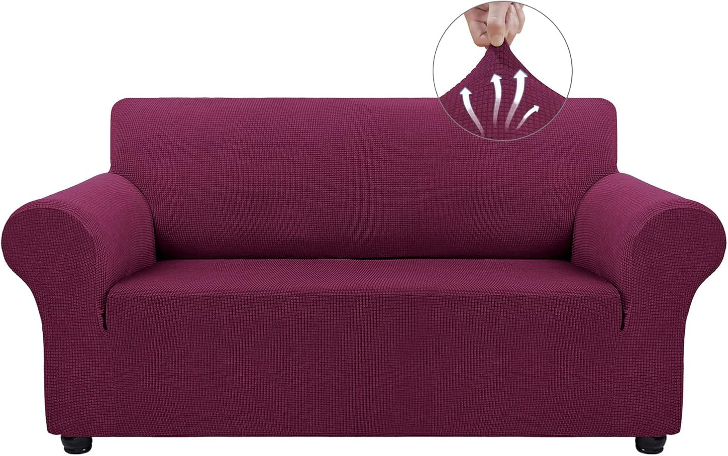 Couch Covers for 3 Cushion Couch Sofa Pet Friendly, 3 Seater Sofa Cover Washable Slipcovers Protector Furniture Covers for Dogs Spandex Jacquard Fabric Small Checks(Large,Black)