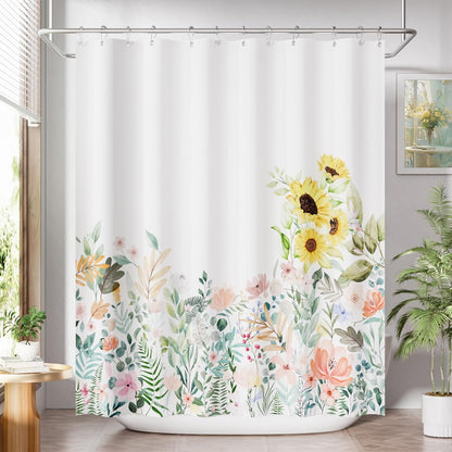 Shower Curtain, Washable Cloth Black Shower Curtain Sets with 12 Shower Curtain Hooks, Fabric Rustic Black and White Striped Curtain, Farmhouse Bathroom Curtains, 72x72 Inches