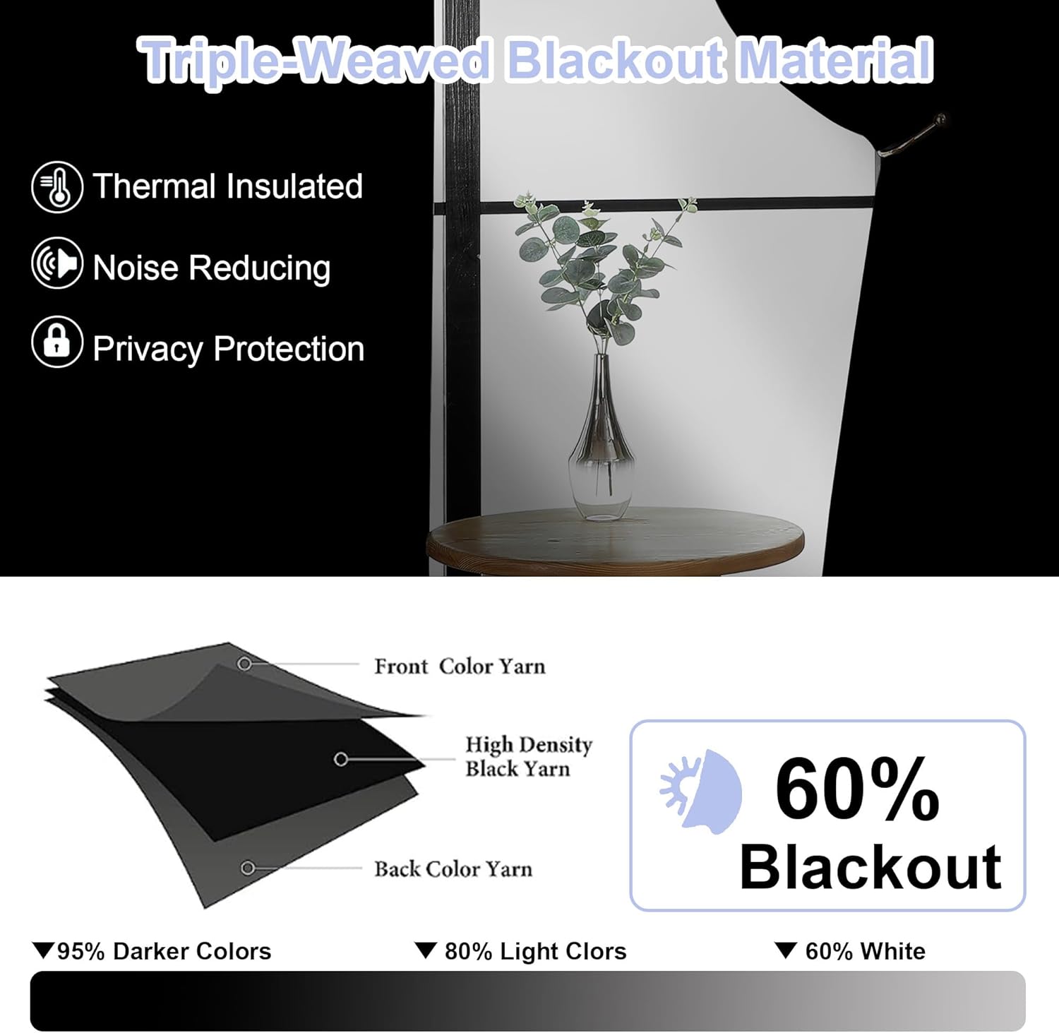 Natural Blackout Curtains for Bedroom 63 Inch Length 2 Panels Set, Solid Thermal Insulated Energy Saving Rod Pocket Window Treatment Curtains Blackout Drapes, W40 x L63 Inch, Natural