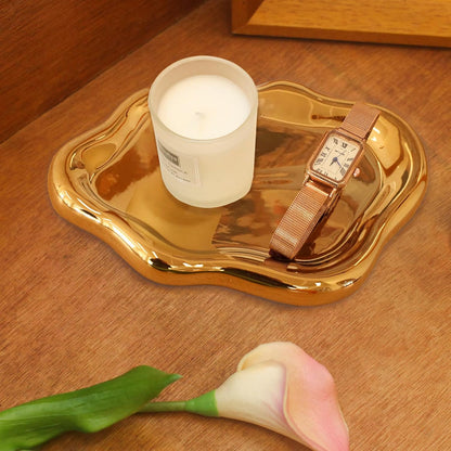 Ceramic Jewelry Tray Trinket Dish, Decorative Cloud Vanity Key Tray for Women, Ring Holder Dish, Cute Jewelry Plate Bowl Room Decor Aesthetic, White, Medium