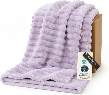 Bedsure GentleSoft Blankets Queen Size for Bed - Cozy Soft Sofa Couch Cover Blankets for Women, Cute Large Bedding Fleece Throws for Girls, Off White, 90x90 Inches