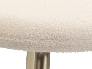 Vanity Chair with Adjustable Backrest, Boucle Upholstery Armless Makeup Stool, Cream White Sherpa Vanity Stool with Gold Metal Legs for Bedroom Living Room Kitchen Dinning Room (Gold and White)