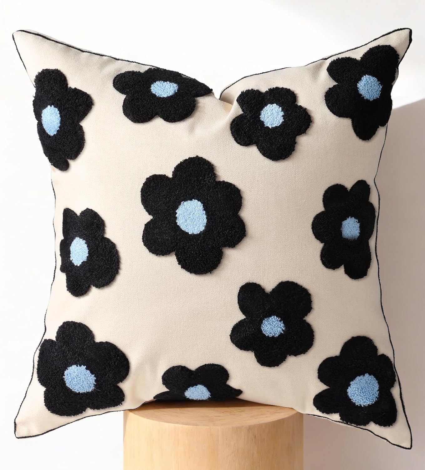 Embroidered Throw Pillow Cover 18x18 Inch - Modern Geometric Decorative Pillow Cover with Zipper for Sofa Couch Living Room Chair Car Aesthetic Design Cushion Pillowcase, Colorful Checkered