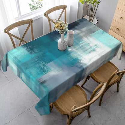 Teal Grey Tablecloth Turquoise Rectangle Table Cloth Washable Table Cover for Decoration Kitchen Dining Room 60x90 Inch
