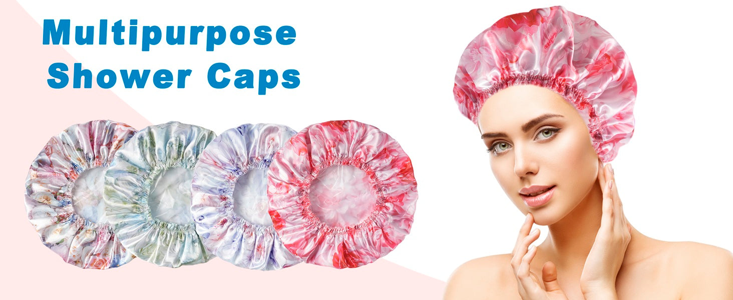 Super Jumbo Shower Cap 2 PCS Waterproof Shower Caps for Women, Extra Large Shower Cap, Reusable Super Large Bath Caps Hair Cap for Long Thick Curly Hair, Locs, Twist Braids - Black + White