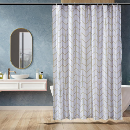 Bathroom Shower Curtain, Water Resistant Fabric with Rust Proof Grommets & Hooks, Weighted Hem, Machine Washable, 72"x72", Light Brown, Beige
