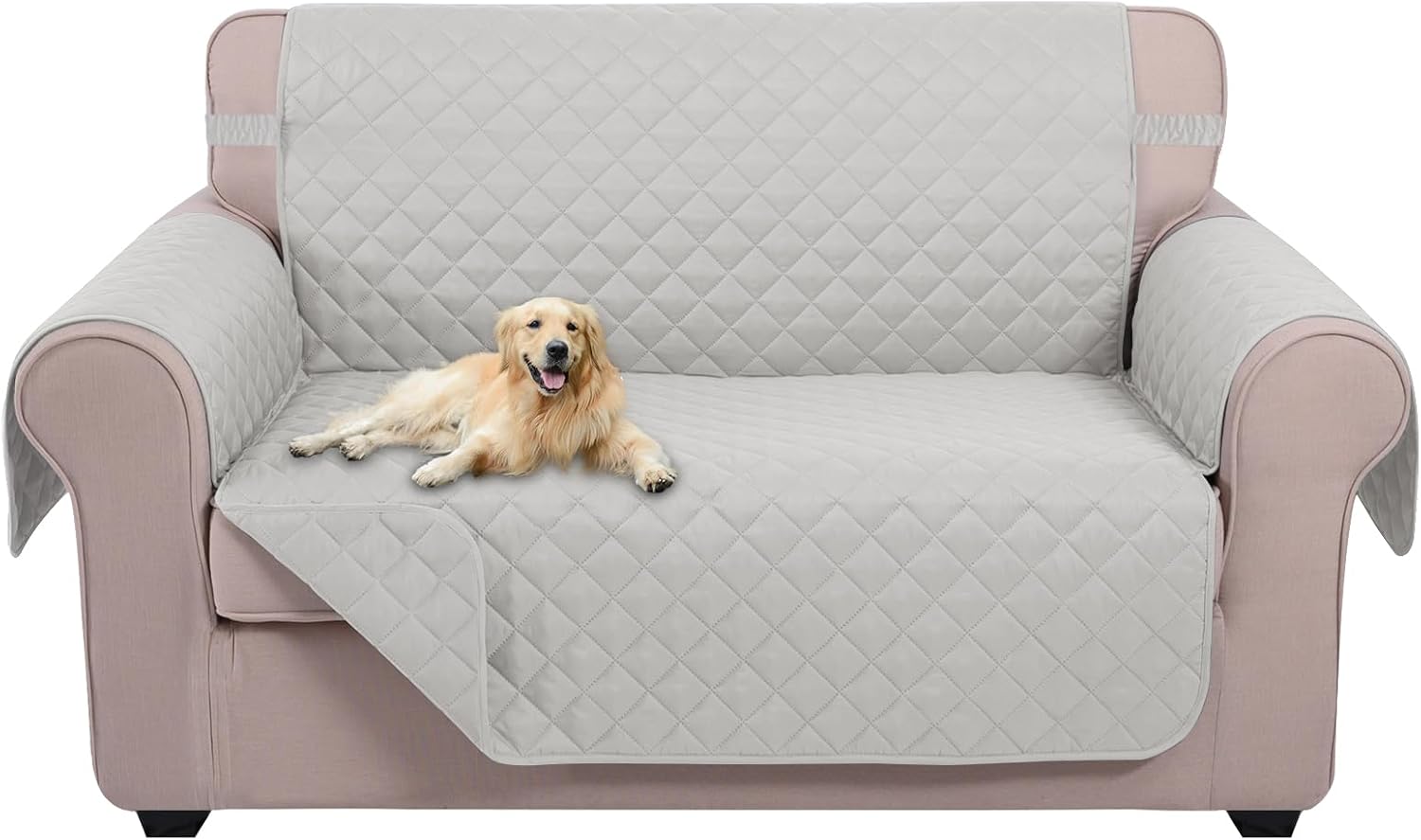 Reversible Sofa Cover Washable Couch Cover for Dogs Friendly with Elastic Straps Water Repellent Furniture Protector for 3 Cushion Couch (Sofa, Coffee/Beige)