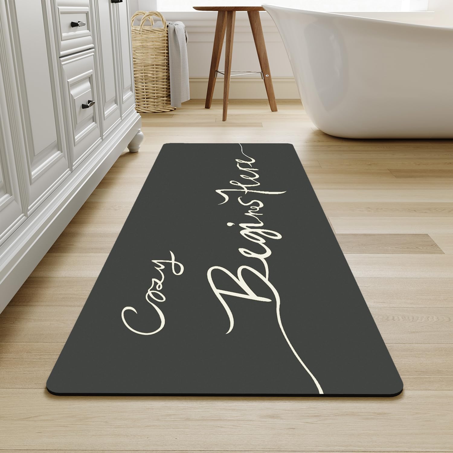 Mat-Bathroom Mat Rug Non Slip Super Absorbent Stain Resistant Quick Dry Thin Bath Rug-Bath Mats for Bathroom Floor Bathtub Vanity-Bathmat Bath Rug Easy Care-17"x27" Grey