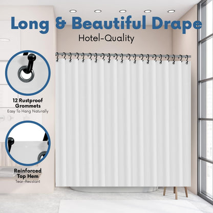 No Smell Shower Curtain Liner 72x72 White - PEVA Plastic Shower Curtain for Bathroom, PVC-Free Waterproof Shower Liner with Metal Grommets and Magnet-Weighted Bottom Hem - Washable Inner Liner