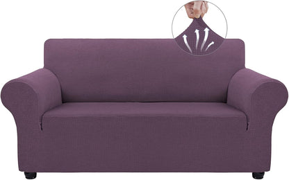 Couch Covers for 3 Cushion Couch Sofa Pet Friendly, 3 Seater Sofa Cover Washable Slipcovers Protector Furniture Covers for Dogs Spandex Jacquard Fabric Small Checks（Large，Black）