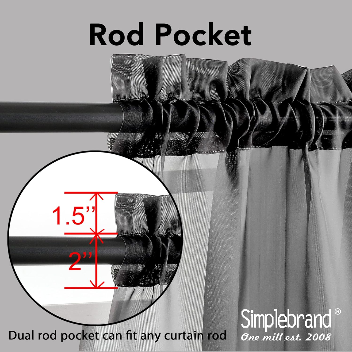 Black Sheer Curtains 84 Inches Long, Light Filtering Rod Pocket Solid Color Window Sheer Curtain Panels, Elegant Curtains & Drapes for Living Room, Bedroom 2 Panels (Black, 42" W x 84" L)