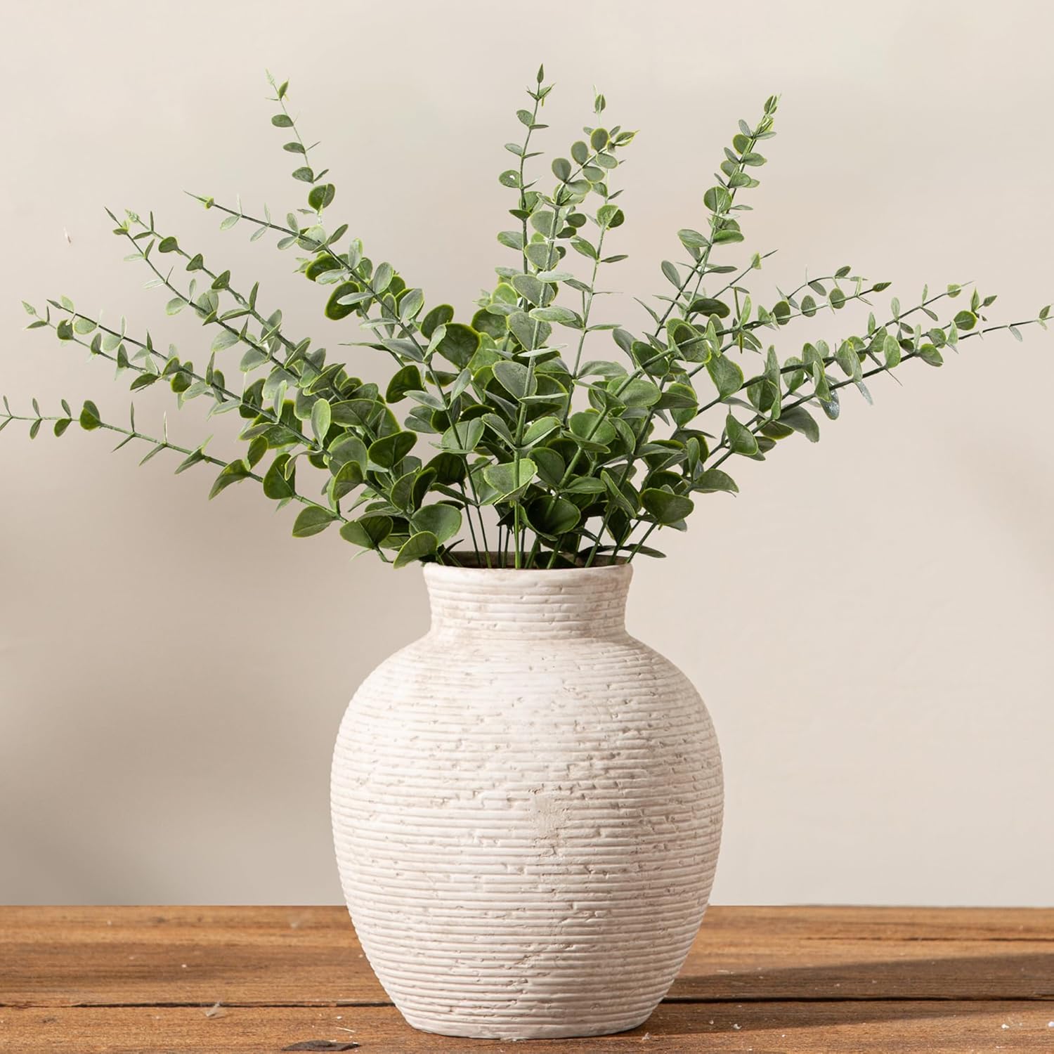 Ceramic Flower Vase Home Decor - Large Farmhouse Table Vases Rustic Vintage Living Room Kitchen Bedroom Decorations for House Book Shelf Office Coffee Desk Dining Fireplace (9" Rustic)