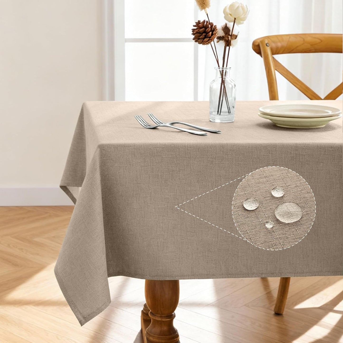 Rectangle Linen Tablecloth Waterproof & Stain Resistant, Wrinkle-Free Table Cloth Adds Elegance and Protection, Ideal for Dining, Party, Wedding and Outdoor, 52 x 70 Inch, Sage Green