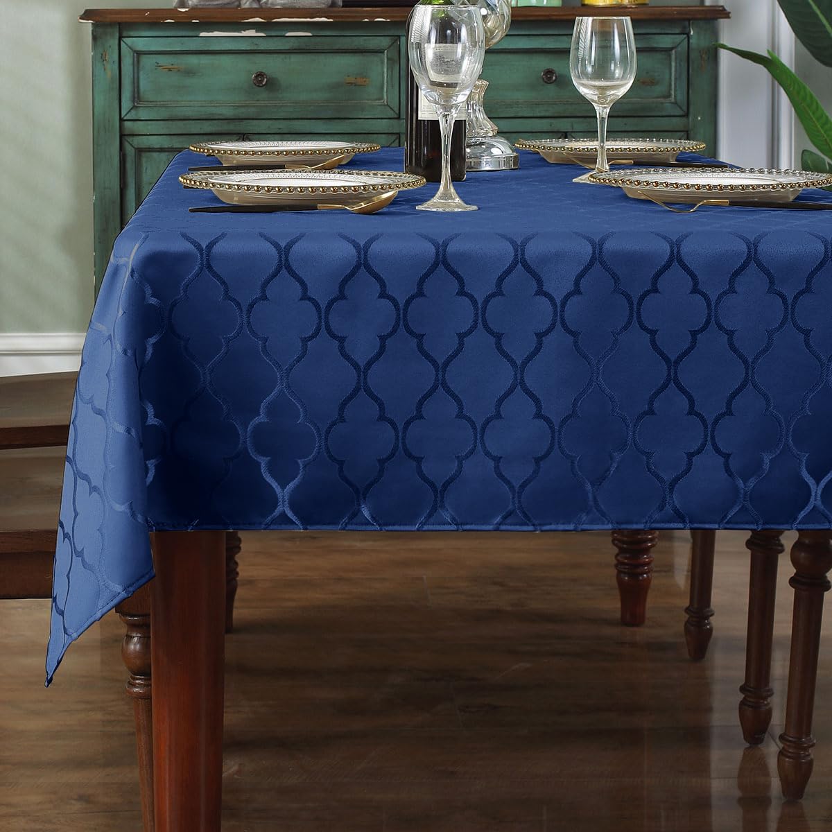 Jacquard Tablecloth Damask Fabric Table Cloth Water Resistant & Wrinkle Free Spillproof Polyester Table Cover for Kitchen Dining Tabletop (Rectangle/Oblong, 52" x 70" (4-6 Seats), Gray)
