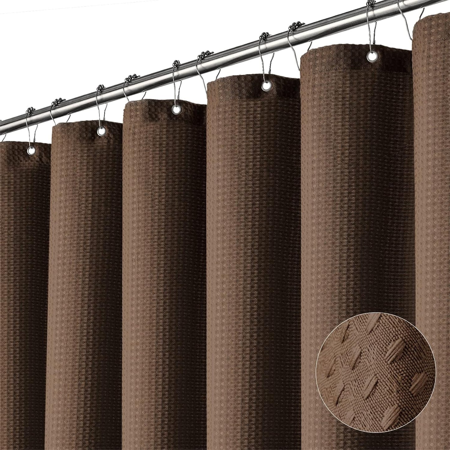 Dynamene Sage Green Shower Curtain - Waffle Textured Heavy Duty Thick Fabric Shower Curtains for Bathroom, 256GSM Luxury Weighted Polyester Cloth Bath Curtain Set with 12 Plastic Hooks，72Wx72H,Green