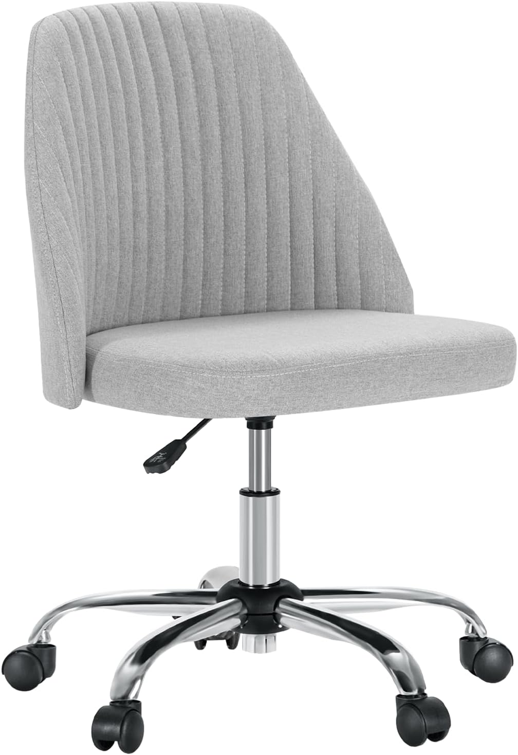 Office Chair, Comfy Desk Chair Rolling Vanity Swivel Task Chairs with Wheels, Wide Seating Armless Height Adjustable Computer Chairs for Home,Bedroom,Student,Adults, Classic Grey