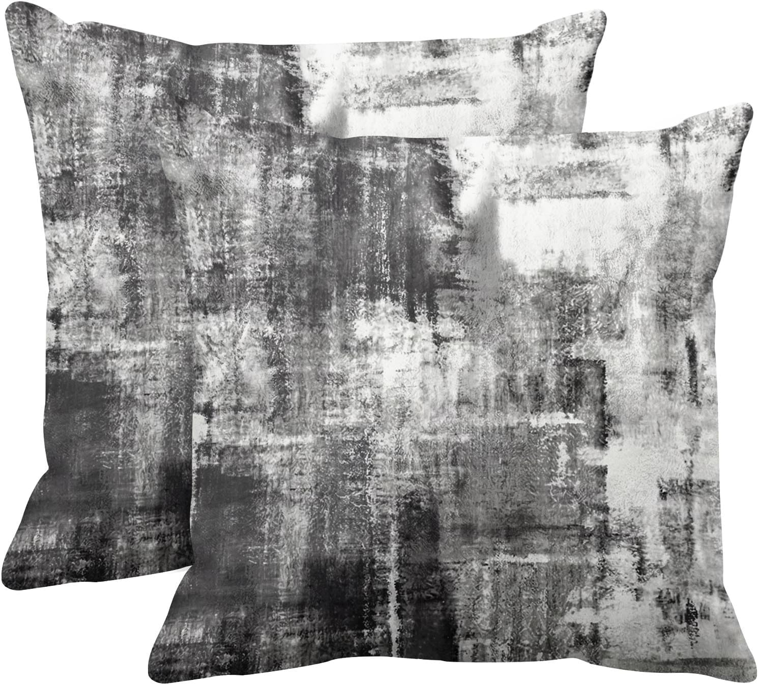 Emvency Set of 2 Throw Pillow Covers Modern Abstract Painting Blue White and Gray Decorative Sofa Pillow Cases Home Decor Standard Square 18x18 Inches Pillowcases