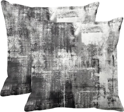 Emvency Set of 2 Throw Pillow Covers Modern Abstract Painting Blue White and Gray Decorative Sofa Pillow Cases Home Decor Standard Square 18x18 Inches Pillowcases