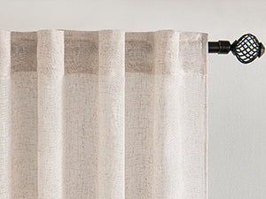 Natural White Linen Curtains 84 Inch Long for Bedroom Living Room, Soft Thick Linen Textured Window Drapes Semi Sheer Light Filtering Rod Pocket Back Tab Neutral Farmhouse Cream Ivory 2 Panels