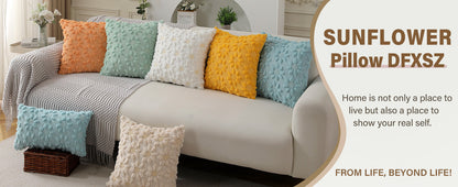 DFXSZ Spring Summer Pillow Covers 18x18 inch Set of 2 Farmhouse Decor Yellow Color Flower Heart Sunflower Soft Plush Faux Fur Jacquard Throw Pillows for Sofa Holiday Spring Home Decor PTK024C18