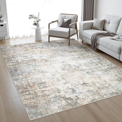 5x7 Area Rug Living Room Rug: Washable Modern Abstract Soft Thin Rug Indoor Floor No Slip Stain Resistant Carpet for Bedroom Dining Room Farmhouse Nursery Home Office - Black