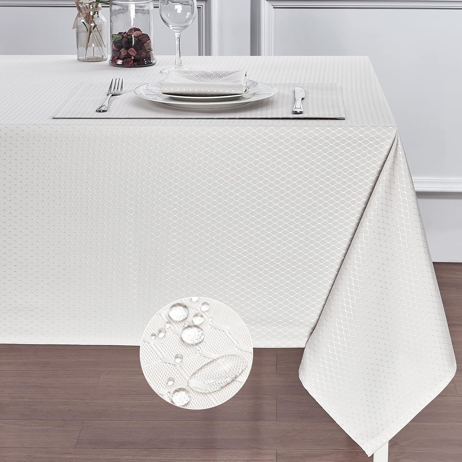 Rectangle Table Cloth Linen Farmhouse Stainproof Waterproof Washable Polyester Oblong Rectangular Fabric Table Cover for Kitchen Dining Dinner (Red, 52 X 70 Inch)