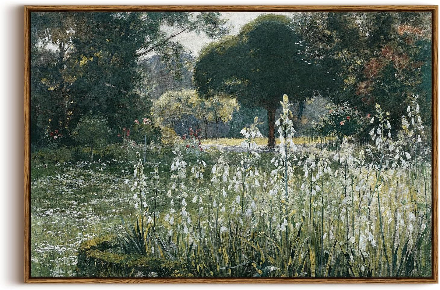 Framed Canvas Wall Art, Meadow with Flowers Painting, Landscape for Living Room, Bedroom, Home, Bathroom Decor, 8x10