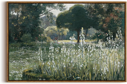 Framed Canvas Wall Art, Meadow with Flowers Painting, Landscape for Living Room, Bedroom, Home, Bathroom Decor, 8x10