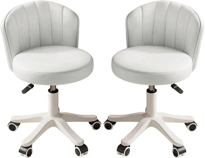 Small Round Rolling Desk Chair Armless Comfy Vanity Computer Chair Height Adjustable Swivel Work Spa Chair