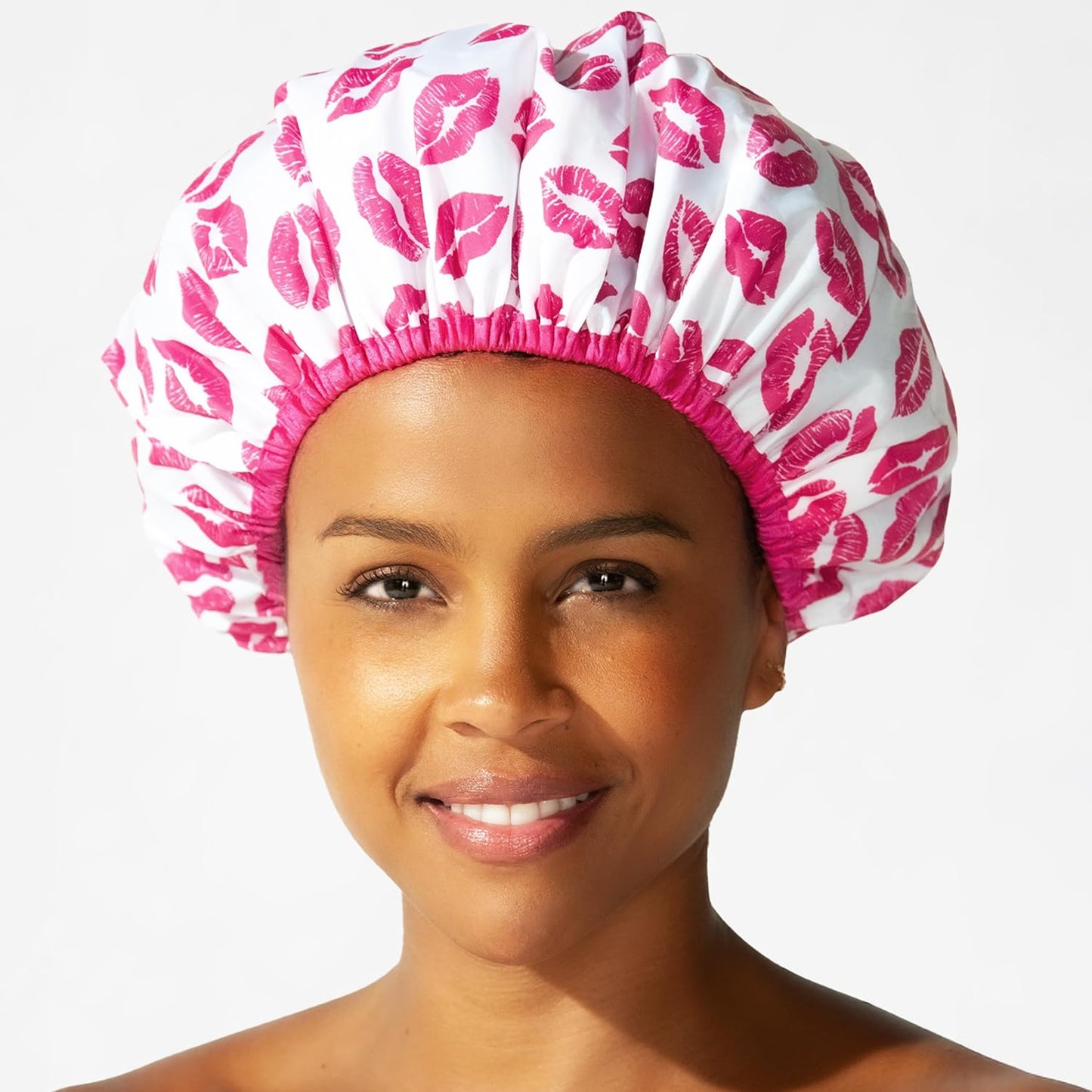 Reusable Bath & Shower Cap Lined, Oversized Waterproof Shower Caps Large Designed for all Hair Lengths with PEVA Lining & Elastic Band Stretch Hem Hair Hat - Fashionista Deco Dots