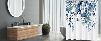 Shower Curtain Blue Eucalyptus Shower Curtains for Bathroom, Watercolor Leaf Shower Curtain Sets Waterproof Plant Shower Curtain Leaves Fabric Cloth Bathroom Curtains 72x72 inch with Hooks
