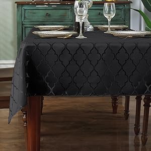Jacquard Tablecloth Damask Fabric Table Cloth Water Resistant & Wrinkle Free Spillproof Polyester Table Cover for Kitchen Dining Tabletop (Rectangle/Oblong, 52" x 70" (4-6 Seats), Gray)