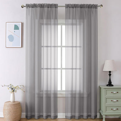 Sheer Navy Blue Curtains 84 inch Length 2 Panels Set, Airy Soft-Touching Rod Pocket Voile Drapes for Living Room/Bedroom, Each 40W x 84L