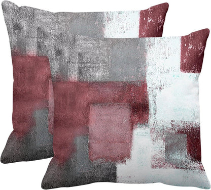 Emvency Set of 2 Throw Pillow Covers Modern Abstract Painting Blue White and Gray Decorative Sofa Pillow Cases Home Decor Standard Square 18x18 Inches Pillowcases