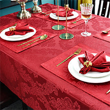 Rectangle Table Cloth Linen Farmhouse Stainproof Waterproof Washable Polyester Oblong Rectangular Fabric Table Cover for Kitchen Dining Dinner (Red, 52 X 70 Inch)
