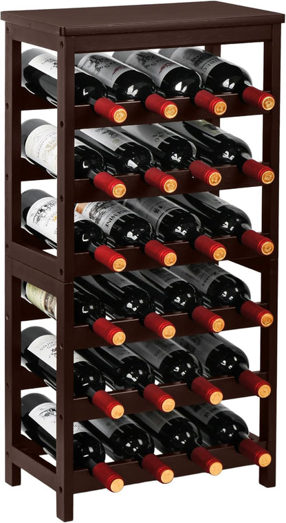 Bamboo Wine Rack, Sturdy and Durable Wine Storage Cabinet Shelf, Wine Racks Countertop for Pantry,Kitchen,3-Tier 12 Bottles Wine Rack Black