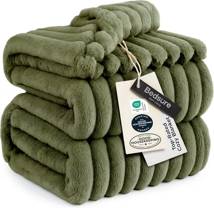 Bedsure GentleSoft Blankets Queen Size for Bed - Cozy Soft Sofa Couch Cover Blankets for Women, Cute Large Bedding Fleece Throws for Girls, Off White, 90x90 Inches