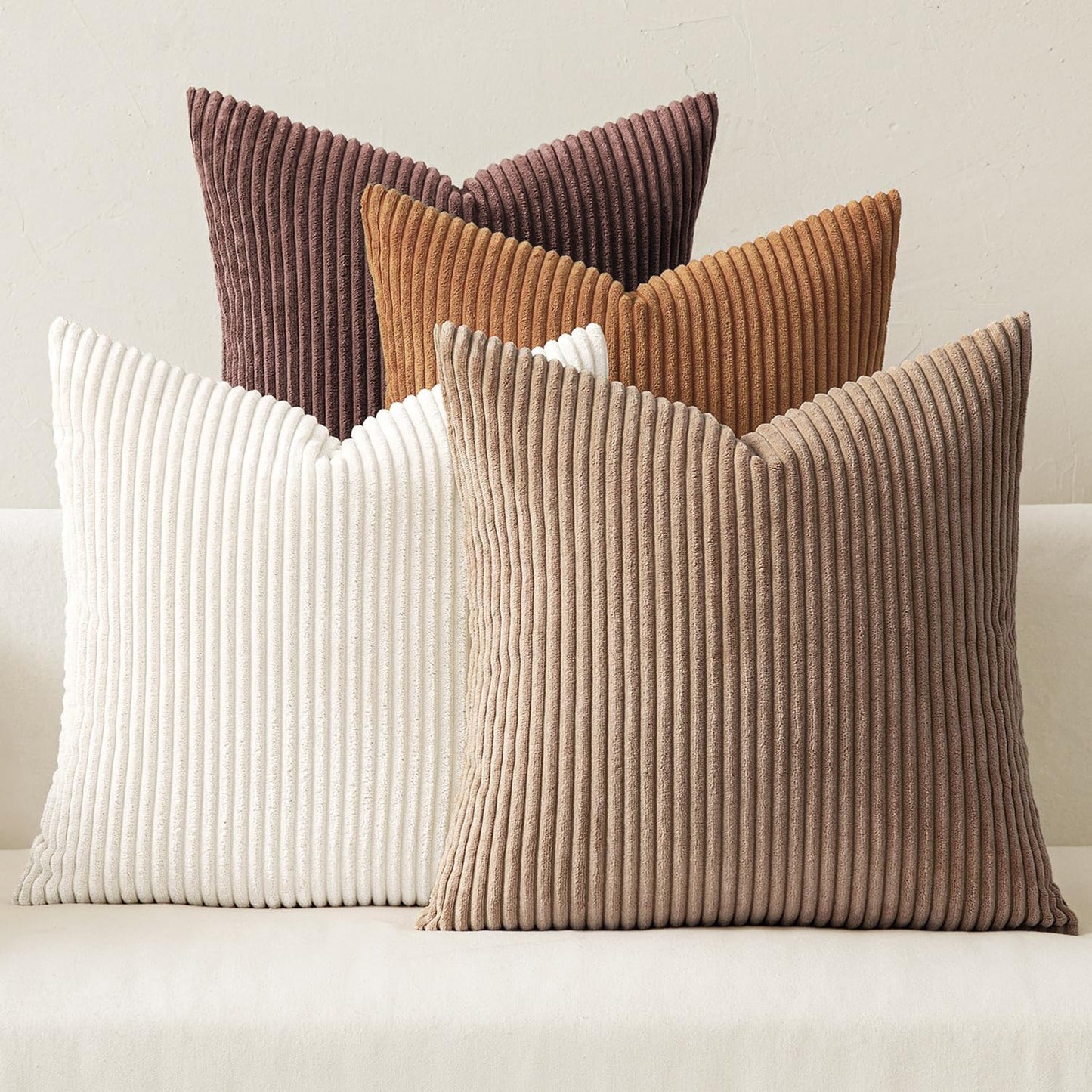 Boho Farmhouse Sage Green Throw Pillow Covers 18x18 Inch Set of 4 Mordern Nordic Cushion Covers Soft Corduroy Spring Home Decor for Couch Bed Sofa Living Room Forest Green
