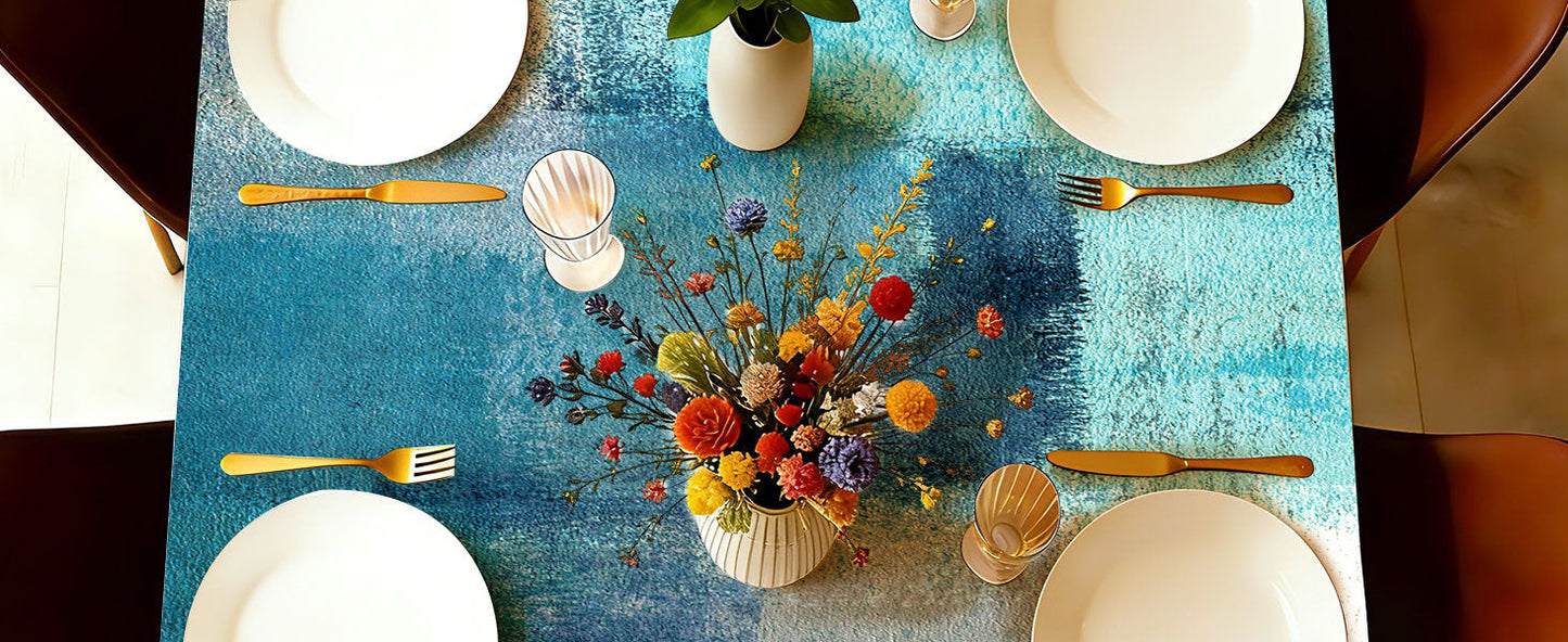 Teal Grey Tablecloth Turquoise Rectangle Table Cloth Washable Table Cover for Decoration Kitchen Dining Room 60x90 Inch