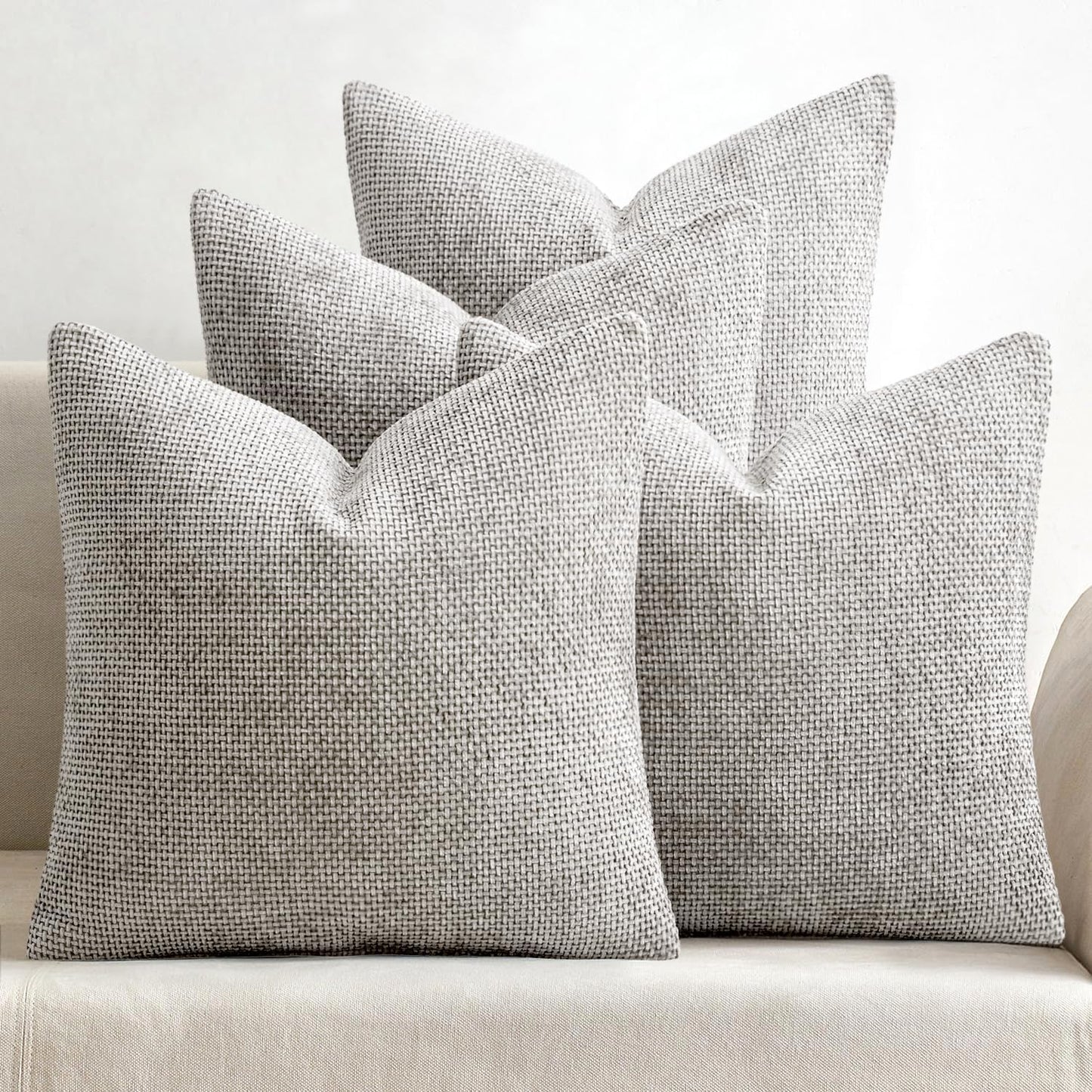 Pack of 4 Couch Throw Pillow Covers 18x18 Inch Neutral Blue Soft Decorative Chenille Pillow Covers Farmhouse Accent Cushion Covers for Boho Western Spring Coastal Decor Sofa Bed Living Room