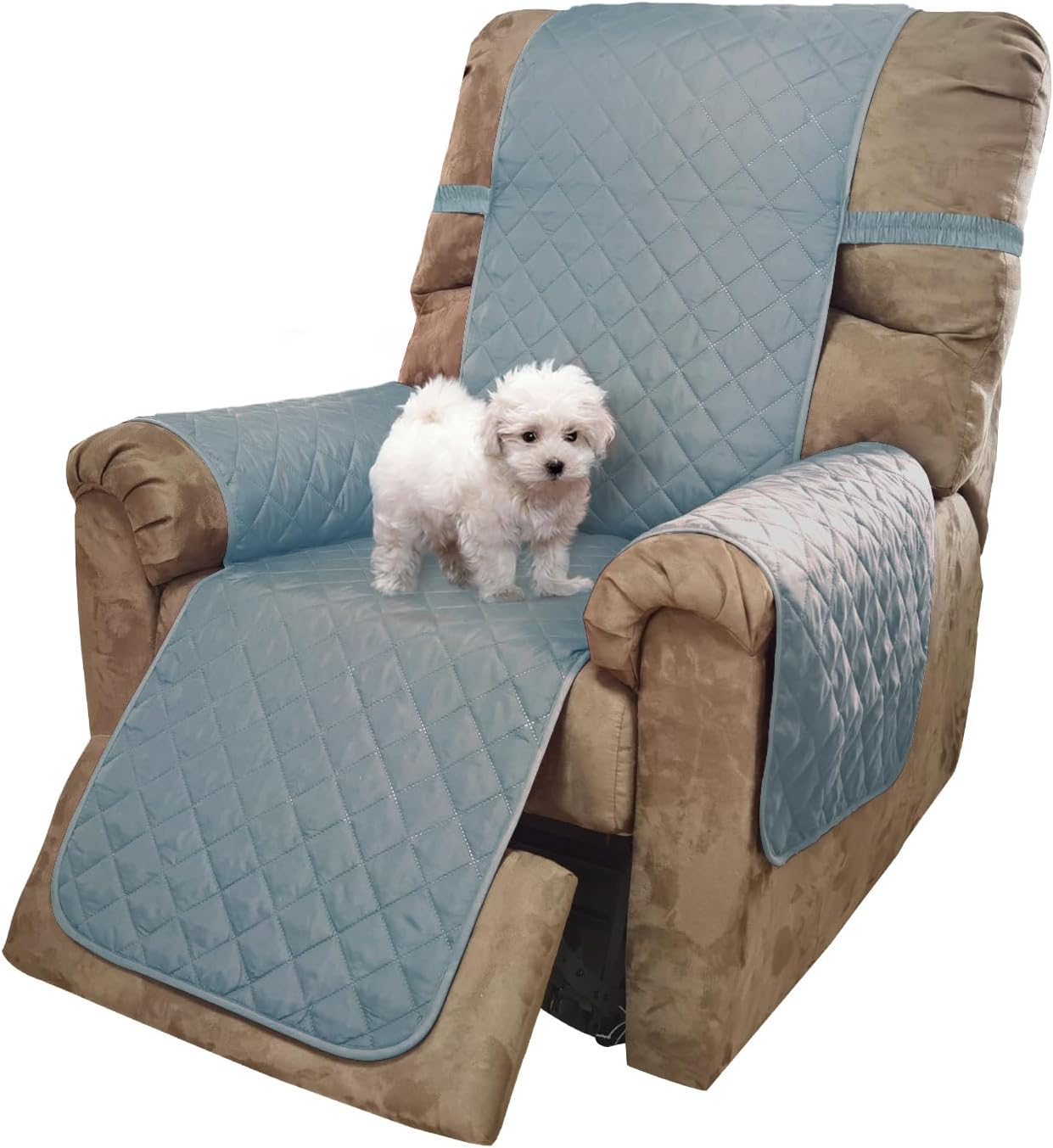 Reversible Sofa Cover Washable Couch Cover for Dogs Friendly with Elastic Straps Water Repellent Furniture Protector for 3 Cushion Couch (Sofa, Coffee/Beige)