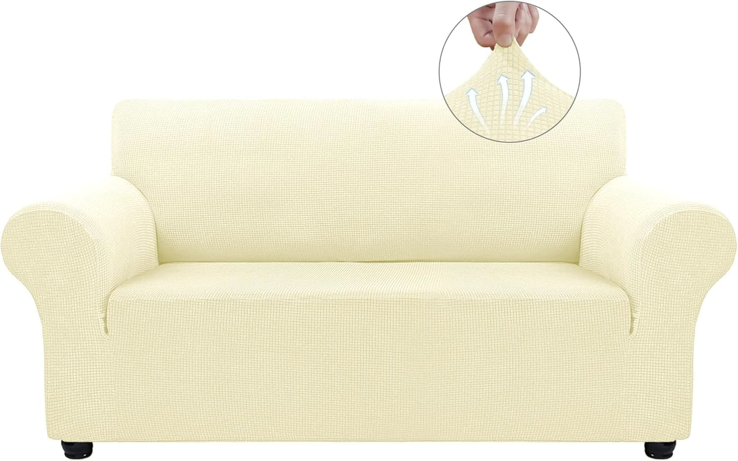 Couch Covers for 3 Cushion Couch Sofa Pet Friendly, 3 Seater Sofa Cover Washable Slipcovers Protector Furniture Covers for Dogs Spandex Jacquard Fabric Small Checks（Large，Black）