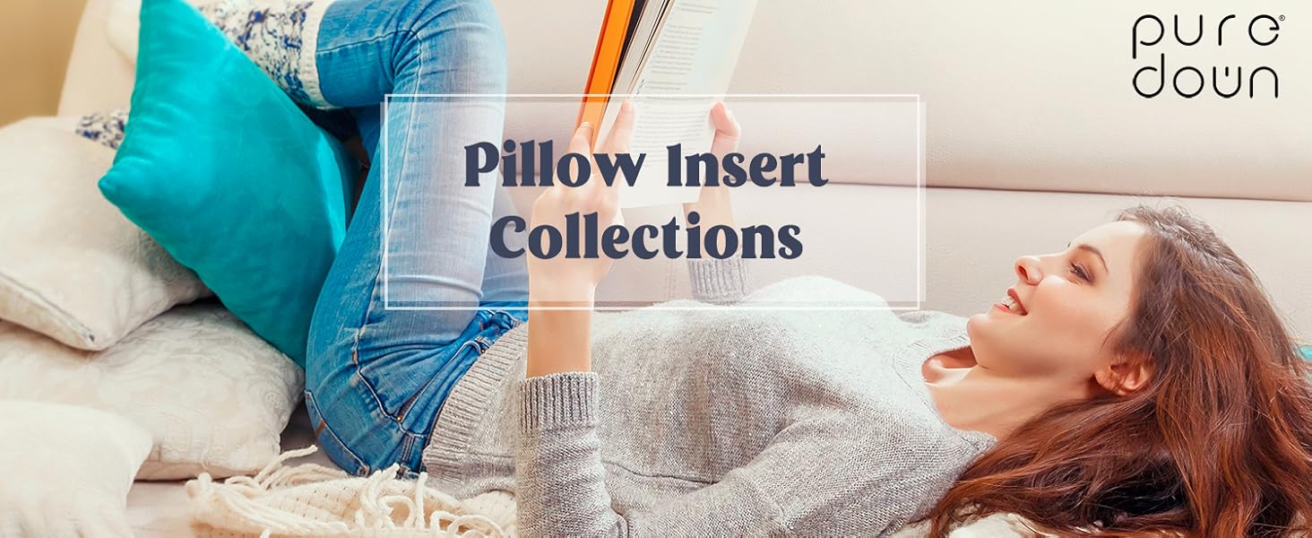 puredown® Feather Down Throw Pillow Inserts 22 x 22 (Pack of 2, White), Big Throw Pillows for Floor, Couch, Bed, Machine Washable