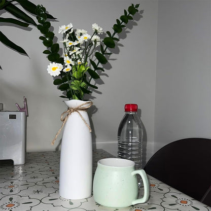 White Ceramic Vase-Flower Vase Dried Flower Vase for Modern Home Decor, Fit for Foyer Living Room Fireplace Bedroom Kitchen,Decent Gift, 8.27" H