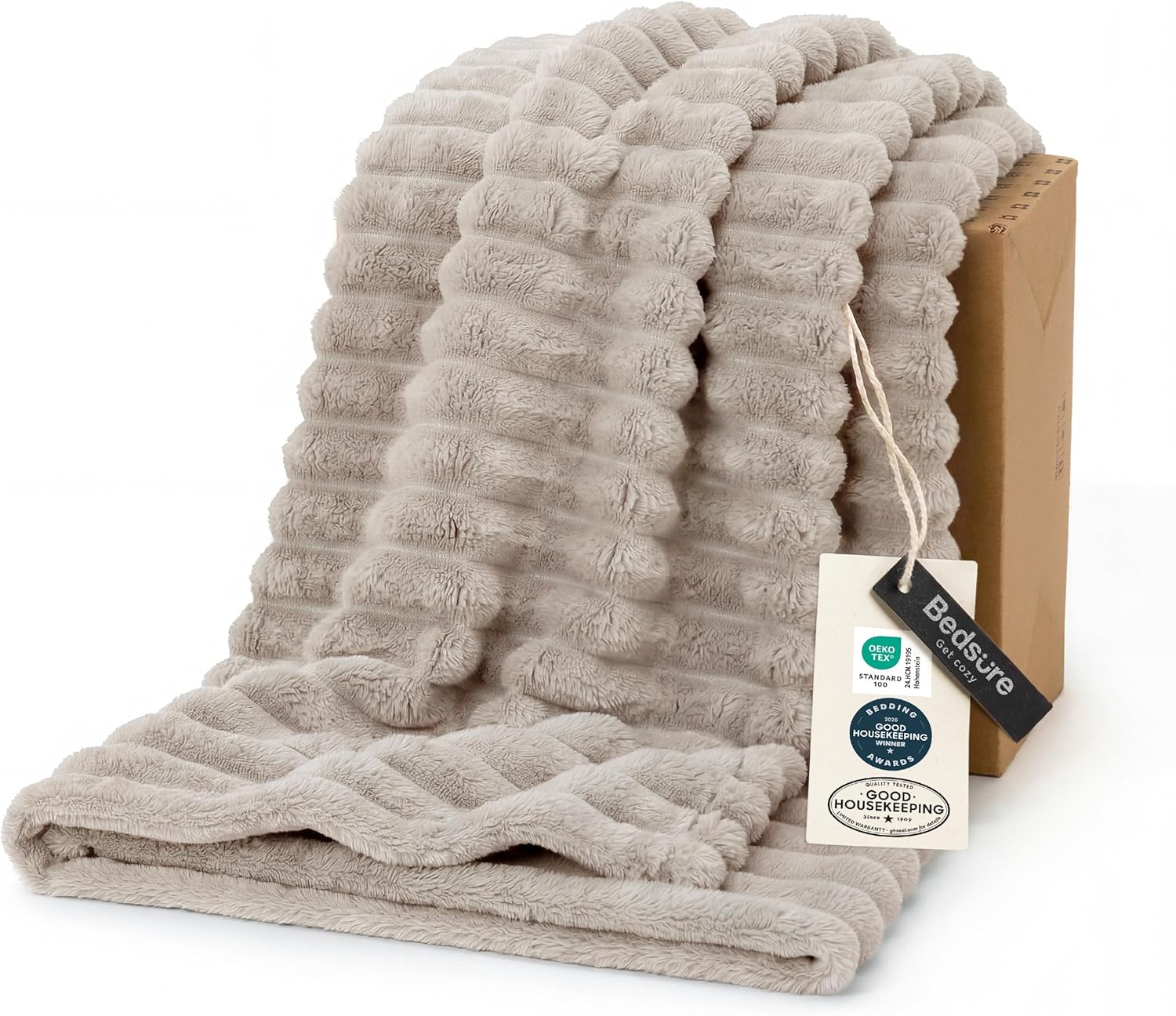 Bedsure GentleSoft Blankets Queen Size for Bed - Cozy Soft Sofa Couch Cover Blankets for Women, Cute Large Bedding Fleece Throws for Girls, Off White, 90x90 Inches