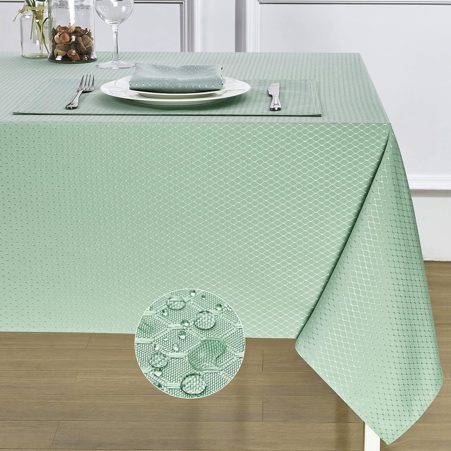 Rectangle Table Cloth Linen Farmhouse Stainproof Waterproof Washable Polyester Oblong Rectangular Fabric Table Cover for Kitchen Dining Dinner (Red, 52 X 70 Inch)