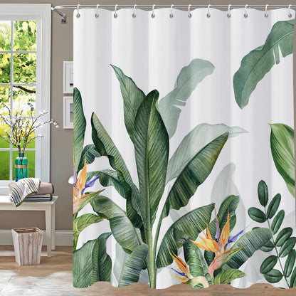 Shower Curtain Blue Eucalyptus Shower Curtains for Bathroom, Watercolor Leaf Shower Curtain Sets Waterproof Plant Shower Curtain Leaves Fabric Cloth Bathroom Curtains 72x72 inch with Hooks
