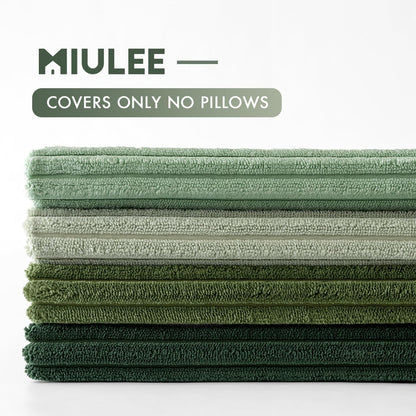 Boho Farmhouse Sage Green Throw Pillow Covers 18x18 Inch Set of 4 Mordern Nordic Cushion Covers Soft Corduroy Spring Home Decor for Couch Bed Sofa Living Room Forest Green